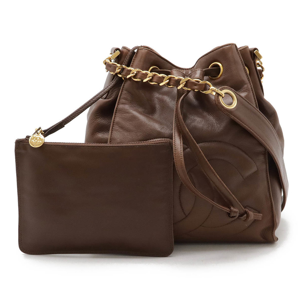 Chanel Coco Mark Drawstring Leather Shoulder Bag … - image 1